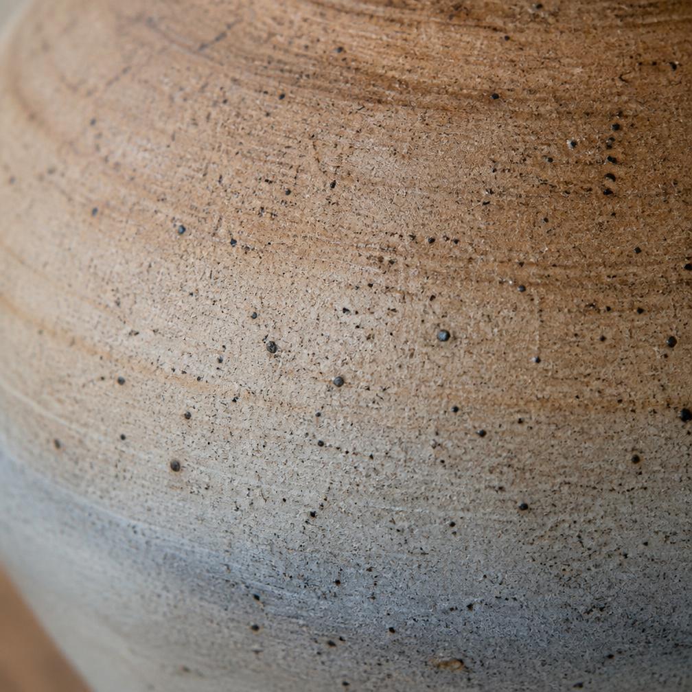 Close-up of speckled wild clay ceramic surface